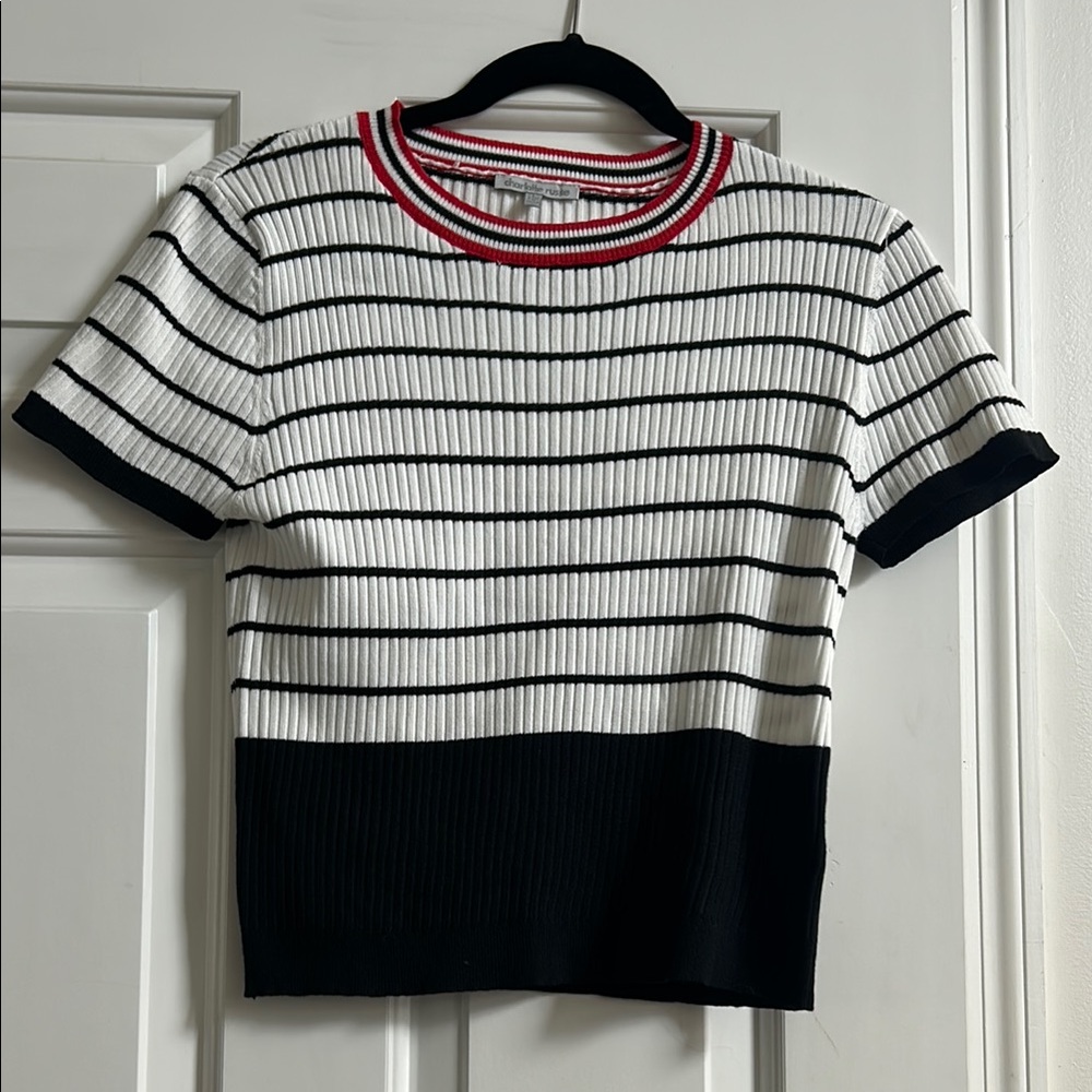 Striped Black and White Ribbed T-Shirt